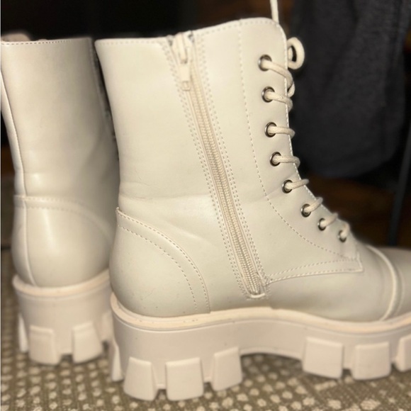 Cream Platform Combat Boots, new without box STILL AVAILABLE - Picture 2 of 4